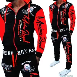 1kyw Men's Tracksuits Track Suit Hooded Sports Suits Brand New Sportwear Jogger Set Printed 2020 Lj201126