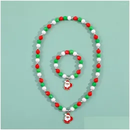 ジュエリーペンダントネックレスMakersland Fashion Necklaces/Bracelets Sets for Kids Christsy Gift Childle Jewelry Set Trendy Drop Deriver Dhw8j