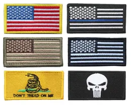 Toppe bandiera USA Bundle 100 pezzi Bandiera americana sottile linea blu della polizia Don039t Tread On Me teschio Distintivo morale ricamato Patch2469329