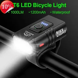 Новый 1000LM велосипедный фонарь T6 велосипедный фонарик светодиодный USB перезаряжаемый фонарь из алюминиевого сплава велосипедный дальний свет аксессуары ближнего света