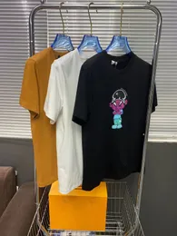 T-shirt da uomo di design girocollo a tre strisce ricamo lettera estiva manica corta da donna coreano sciolto versatile marchio di moda mezza manica top M-XXXL