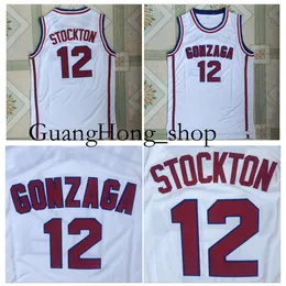 GH 12 John Stockton Gonzaga College Basketball Jersey White Size S-XXL