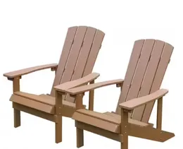 Patio Hips Plastic Adirondack Chair Lounger Weather Resistant Furniture for Lawn Balcony - Brown TB-EU006OR (2-Pack)