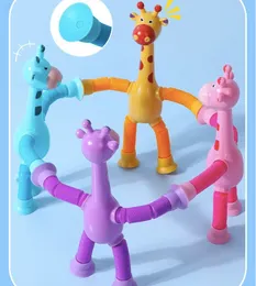Присоска Жираф, постоянно меняющаяся светящаяся мультяшная телескопическая детская развивающая интерактивная декомпрессионная игрушка для родителей и детей, растягивающаяся трубка