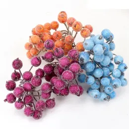 Faux Floral Greenery 40pcs Mini Christmas Frosted Artificial Berry Vivid Red Holly Berries Wedding Party Decoration Artificial Flowers Home Decor 231124