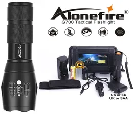 AloneFire G700/E17 T6 5000Lm High Power LED Zoom Tactical LED Flashlight torch lantern hike Travel light 18650 Rechargeable battery1653717