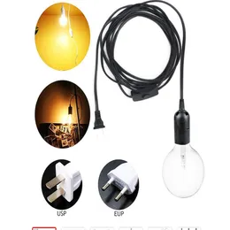 E27 Podstawy lampy Wisiorki 1 8 M Kabel zasilający Kabel EU US Korek Wiszący Adapter Lampa z przewodem przełączającym dla wiszącego gniazdo E27 trzymaj 2246H