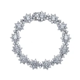 Komplett samling Suower S Sier Deluxe Cluster Simulation Flower Ring Diamond Armband