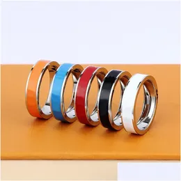 Anelli a fascia Nuovi gioielli di moda in acciaio al titanio di design di alta qualità Mens Simple Modern Ring Ladies Gift Drop Delivery Dhk91