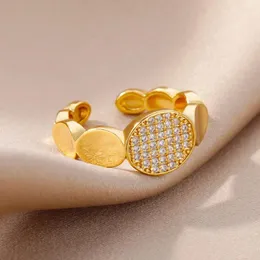 Klusterringar enkel oval skarvning öppen ring för kvinnor geometrisk zirkon charm finger justerbara fest smycken tillbehör vän gåva