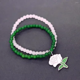 Braccialetti con ciondoli Drop Ship White Green Beads Sorority Links Incorporated Rose