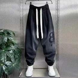 Calças masculinas coreano outono inverno carta impressão moda rua hip-hop calça gradiente preto calças designer roupas masculinas pantalones