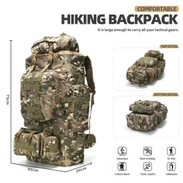 This tactical hiking backpack has an independent belt bag that can be used as a shoulder bag