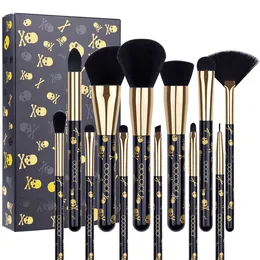 Щетки для макияжа докторолора 12pection Professional Goth Makeup Kit Set Set Concealer Face Founde Foundation Blush Blus