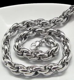 Novo estilo do oriente médio prata pura 316l aço inoxidável prata oval corda corrente colar em jóias masculinas 9mm 200396296529