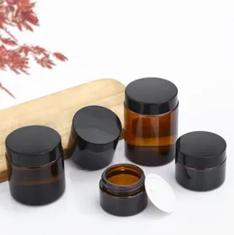 Amber Brown Glass Face Cream Jar Refillable Bottle Cosmetic Makeup Lotion Storage Container burkar 5G 10G 15G 20G 30G 50G SN756