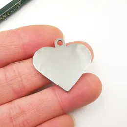 Chains 10pcs Polished Jewelry Love Heart Charm Tag Pendant 30mm Size Stainless Steel Charms Can Made Name