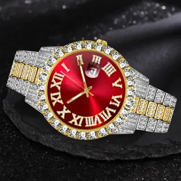 Andere Uhren Iced Out Luxusuhr Herren Gold Silber Zirkonia Uhren Hip Hop Volldiamantarmband Edelstahl Quarz Herrenuhr 231123