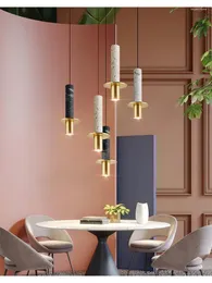 Pendant Lamps Modern American LED Restaurant Chandelier Deluxe Marble Bedroom Bedside Bar Counter Kitchen Small Indoor Lighting