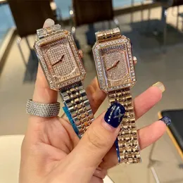 Designer luxe hot selling mode Xiaoxiangjia ingelegde diamant vierkante quartz mode dameshorloge groothandel