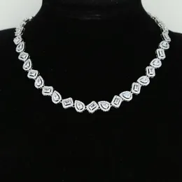 Choker Crystal łz łza kropla bagietka cz klaster link łańcuchowy Naszyjnik dla kobiet biżuteria kołnierz mrożona Bling 5a Cubic cyrkon klasyczne dławiki