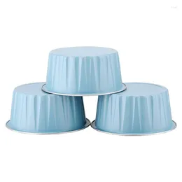 Bakeware Tools 100Pcs 5Oz 125Ml Disposable Cake Baking Cups Muffin Liners With Lids Aluminum Foil Cupcake Cups-Blue