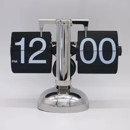Настольные часы с небольшими балансами и гравировкой, автоматические часы с поворотом страниц, часы для гостиной в стиле ретро, раскладные часы на одной ножке, классические 231123