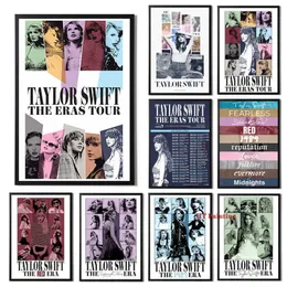 Обои Taylorswift The Eras Tour Gift Poster Новый альбом Midnights Популярный певец Мемориальный отпечаток Canvas Painting Home Decor J230224