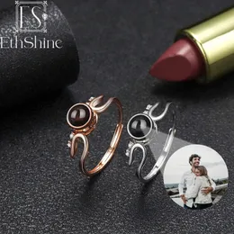 خواتم الزفاف Ethshine 925 Sterling Silver Custom Po Projection Ring 100 Language I Love You Ring Jewelry Gift for Women Mother Lover 231124