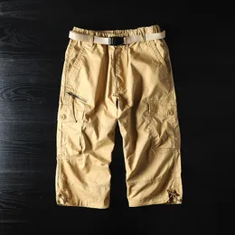 Men's Shorts Men's Summer Cargo Shorts Solid Cotton High Quality Knee Length Male Shorts Breeches Military Casual Work Short Pants S-5XL 230424
