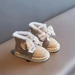 Boots Winter Girls Snow Plus Velvet Warm Cotton Baby Shicened Bow Princess Short 231124