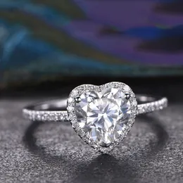 Pierścienie klastra Ekopdee Trendy Crystal cyrkon pierścionki z serca dla kobiet Oświadczenie zaręczynowe biżuteria ślubna Prezent 230424