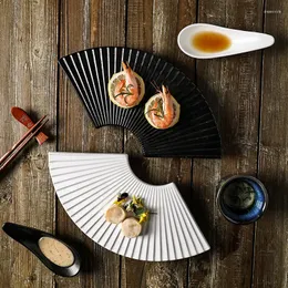 Płytki japońskie retro sashimi talerz sushi kreatywne wysokiej klasy restauracja solidne kolory w kształcie wentylatora sałatkowy owoc sałatkowy