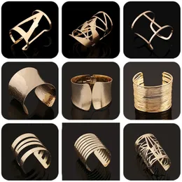 Bangle Gold Silver Kolor Puste Bracelets Mankiety dla kobiet mężczyzn punkowy geometryczny stop Otwarta Bransoleta Masowa biżuteria 230424