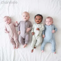 Детские комбинезоны 2023, одежда из бамбукового волокна для мальчиков и девочек, комбинезон на молнии для новорожденных, однотонная одежда с длинными рукавами, От 0 до 24 месяцев
