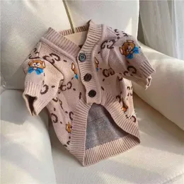 Vestuário para cães outono/inverno nova marca de moda suéter para animais de estimação fofo pequeno urso cardigan gato roupas pequenas e médias