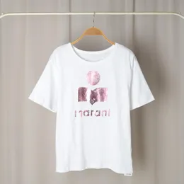 23ss Isabel Marant Damen-T-Shirt, modischer Briefdruck, lässiger Pullover, Sport, Damen, Strand-T-Shirts, kurzärmelig