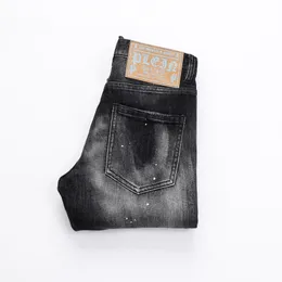 Plein björn mäns jeans klassisk mode pp man denim byxor rock stjärna fit mens casual design rippade jeans nödställda mager biker tygmöte byxor 15705