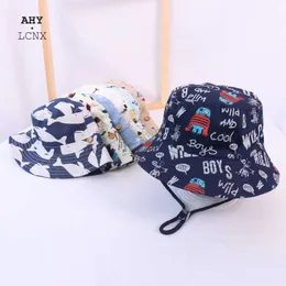 Caps Spring Autumn Autumn Cartoon Dinosaur Print Prind Baby Bucket Hat Hat Cotsherman Hats Kids Summer Criança meninos meninos Panamá Sun Cap P230424