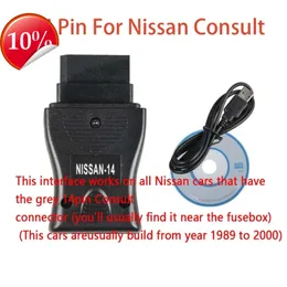 Ny NI-SSAN 14-stifts USB-gränssnitt OBDII Automobile Melfunktion Diagnos Instrumentmotor Fel 14Pin Car Diagnostic Tool Fit Nissan