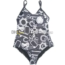 Women Fashion Hollow Swimwear Bowknot Print Bathing Suit Designer Quick Drying Swimsuit One Piece Swimsuits