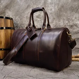 Duffel Bags Maheu Fashion Oli Leather Travel Hand Bagage Men's Duffle Handväskor för att resa Business Tote Bag Brand Designer Män