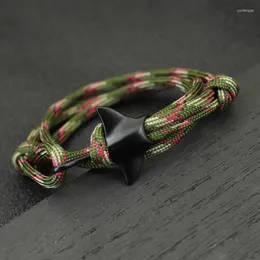 Urok Bracelets 2023 Outdoor Survival Camo zielona bransoletka dla mężczyzn Kobiety Multilayer 3 mm Milan Rope Wrap Opaska Black Manta Hook Casual