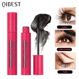 Qibest 4D 속눈썹 마스카라 방수 방수 긴 착용 검은 자연 눈 속눈썹 속눈썹 속눈썹 컬링 연장 뷰티 메이크업 도구 화장품