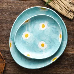 접시 일본 세라믹 디저트 과일 판 초밥 사시미 불규칙한 기능 요리 가정용 레스토랑 용품