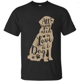 Camisetas masculinas 2023 Moda de venda de verão "Love A Dog" T-shirt impresso Drop de algodão respirável confortável