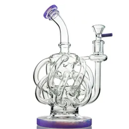 Super Vortex Glass Bong Dab Rig Pills Hocahs Tornado Cyclone Bongs 12 Recycler Tube Tube Pipe with 14mm point bowl zz zz