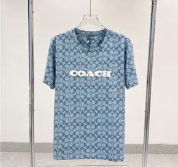 camiseta clássica de designer de verão de manga curta Blue feminino camiseta