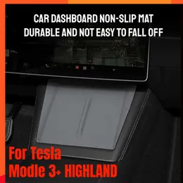 Novo para tesla modelo 3 + highlander 2024 painel de carregamento sem fio console central almofada de silicone antiderrapante acessórios interiores