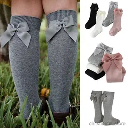 Calcetines para niños 2023 Calcetines para niñas pequeñas Nuevos niños pequeños Chica con lazo grande Hasta la rodilla Calcetines largos y suaves para niños Bowknot 100% algodón 0-5 años Calcetines para recién nacidos R231204